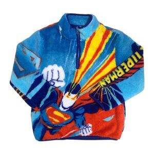 Superman - Licensed Character Boys Quarter Zip Sherpa Pullover with Side Seam Po